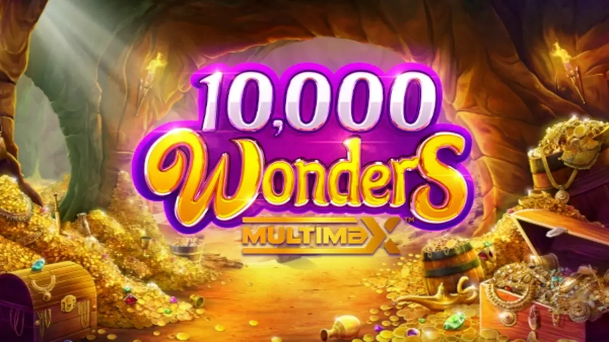 Interface do jogo 10,000 Wonders Multimax com elementos visuais luxuosos