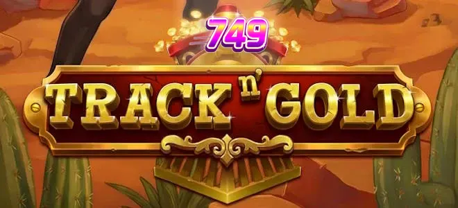 Interface do jogo de slot Track n’ Gold com tema ferroviário